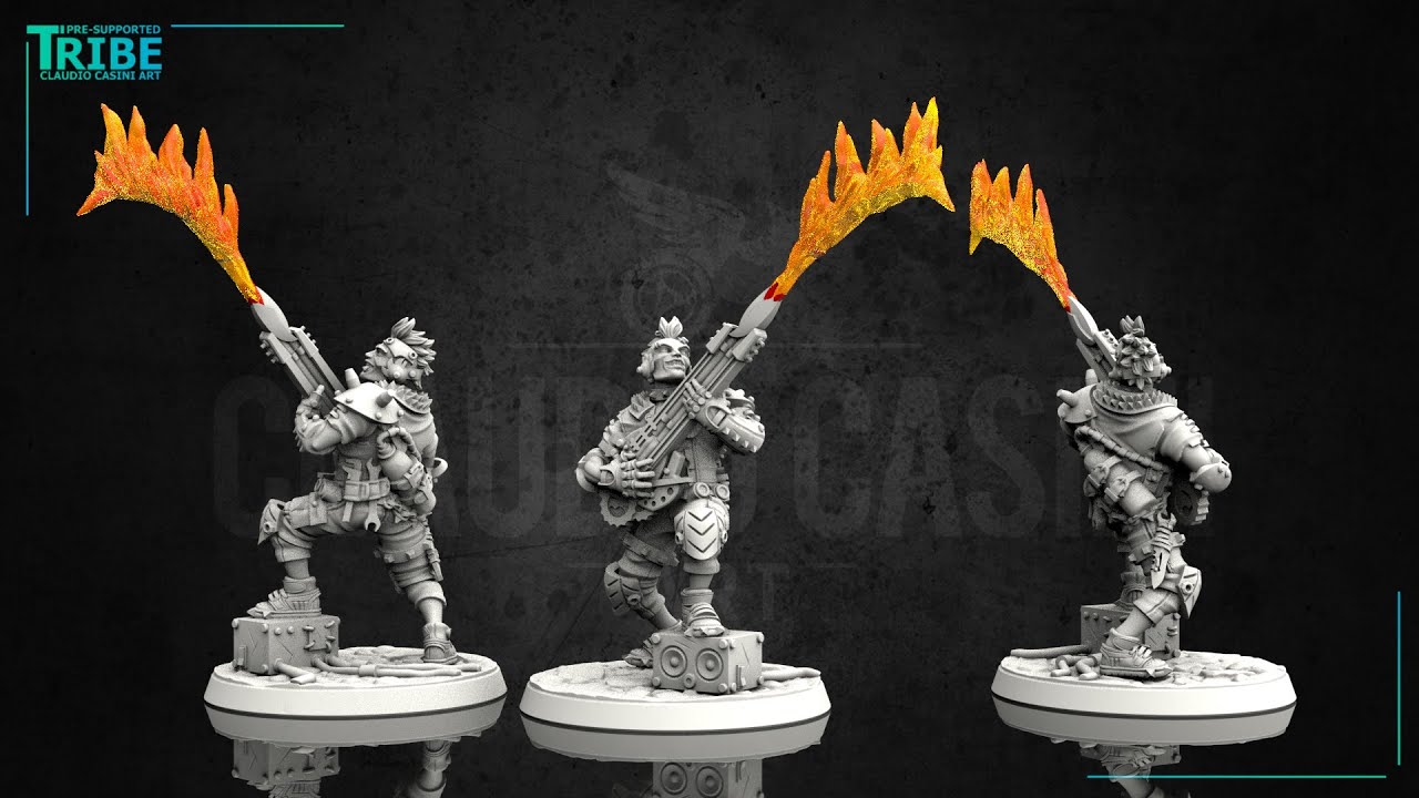 Post-apocalyptic mad rocker man! 3D printing miniature to print and ...