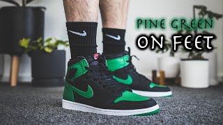 pine green jordan 1 on feet