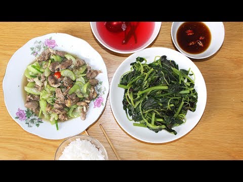 Video Ăn trưa với TIM GÀ XÀO MƯỚP & RAU DỀN LUỘC [Vlog #05] - youtube