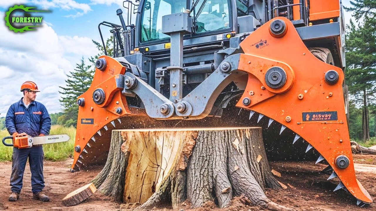 Extreme Dangerous Fastest Big Chainsaw Cutting Tree Machines | Monster Stump Removal Excavator #134