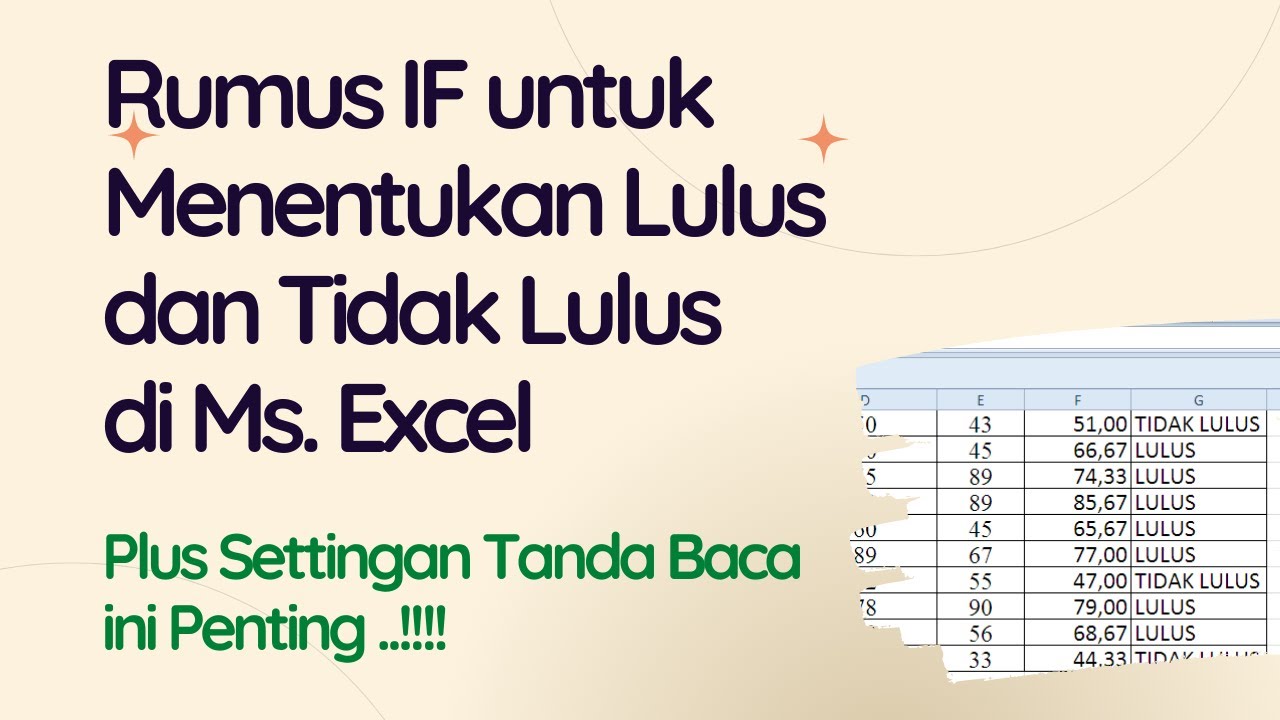 Rumus If Untuk Lulus Tidak Lulus Cara Menggunakan Di Ms Excel YouTube Rumus if untuk lulus tidak lulus cara menggunakan di ms excel youtube