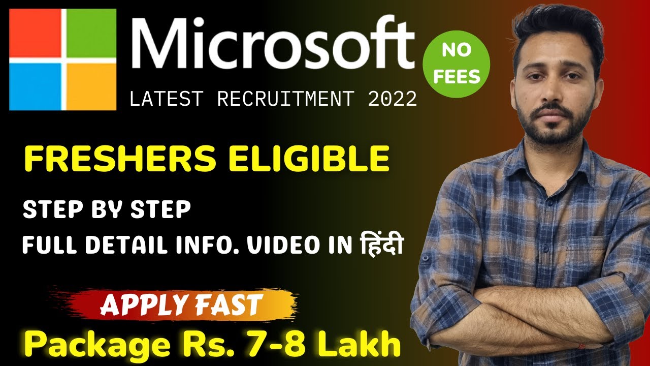 Microsoft Job For Freshers 2022 | Microsoft Recruitment Process 2022 ...