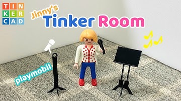148) Miniature MIC & stand | How to 3D Modeling & Printing with Tinkercad | Tinker room playmobil
