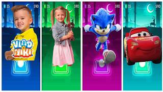 Tiles hop battle/ Vlad Niki Vs Nastya VS Sonic VS Macqueen car screenshot 4