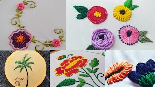 5 types of Hand Embroidery design Very easy to learn at home | hand embroidery flower designs