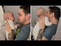 Teething baby literally tries to eat daddys nose
