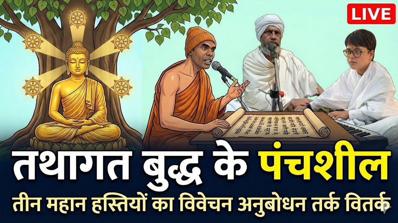 पहले साध्वी, फिर भंते जी बुद्ध के पंचशीलों की व्याख्या।फिर अमृत साहेब ने सम्यक विवेचन किया।