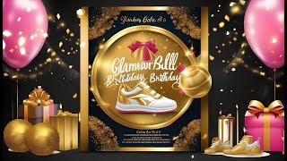Glamorous Gold Sneaker Ball Birthday Video Invitation | Digital Video Invitations