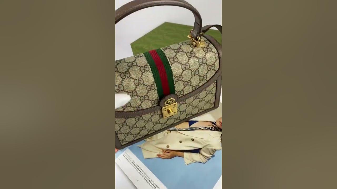 Gucci Ophidia small top handle bag Beige and ebony GG Supreme canvas