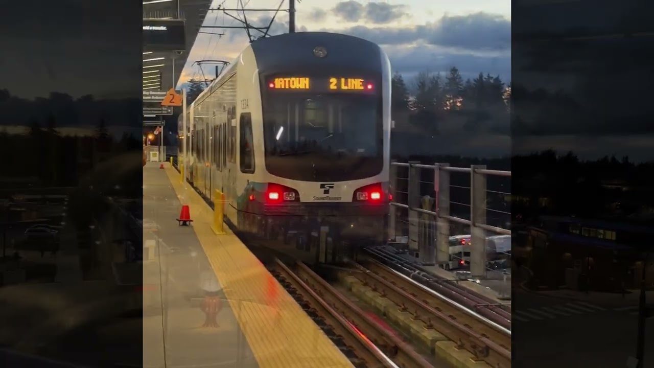 Link Light Rail 2 Line: Simulated Service at Lynwood City Center Station & Riding to Northgate 