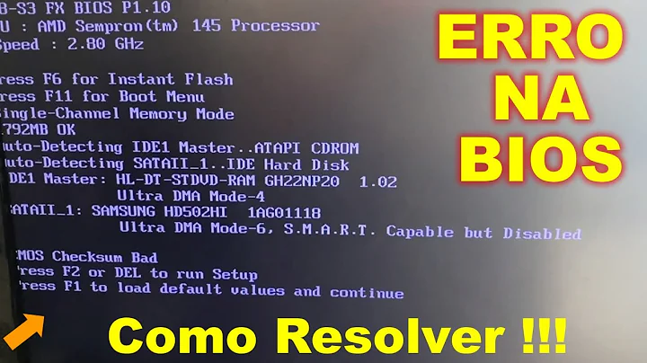 ERRO NA BIOS Press F2 or Del to run Setup, Press F1 to Load default values ​​and continue - Solved!