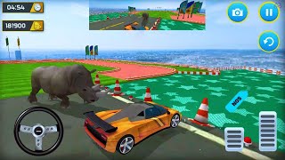 Animal Car Chase Ramp Stunt #2 - Wild Race Animal Car Chase Simulator - Android gameplay screenshot 2