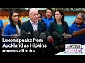 Luxon speaks from Auckland as Hipkins renews attacks | 12 October 2023 | RNZ