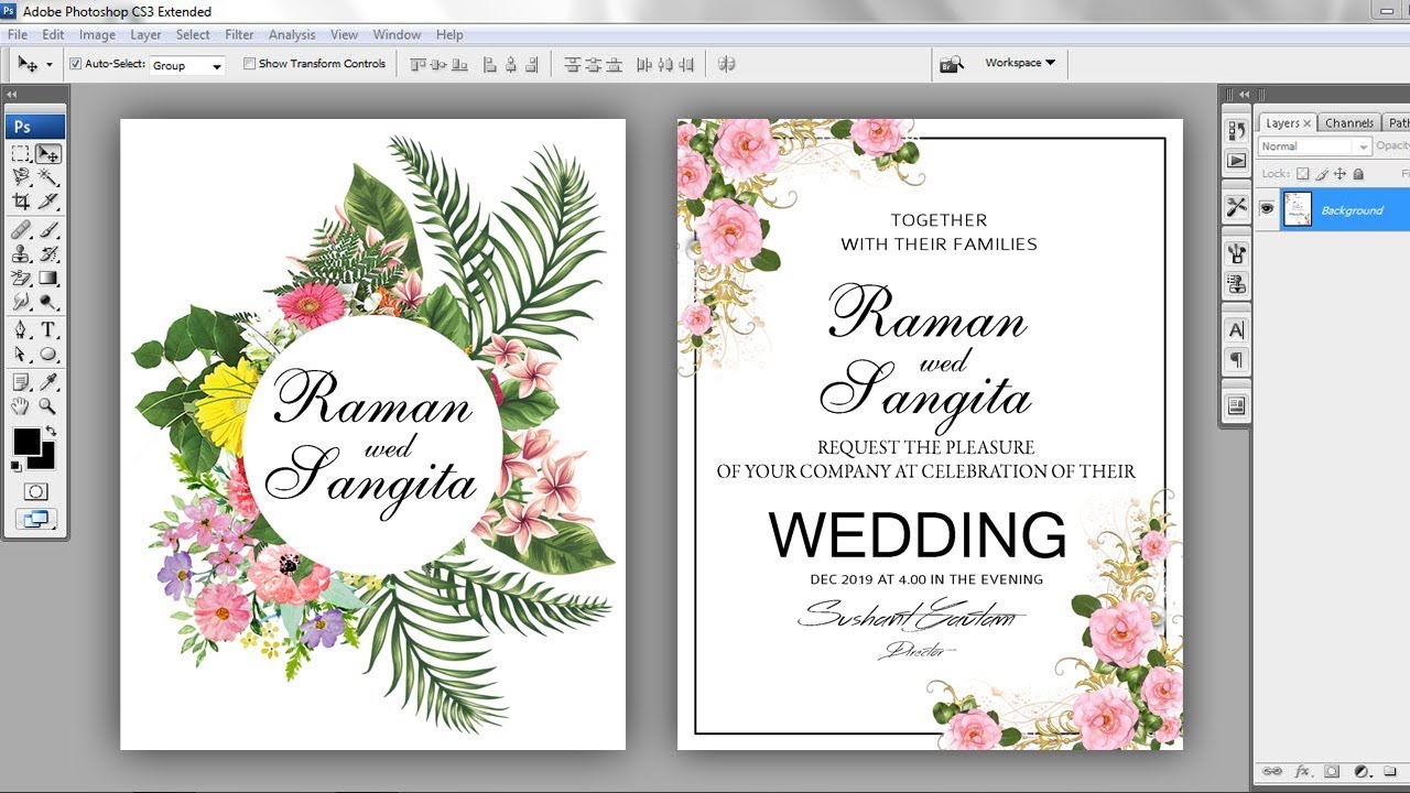 How To Make A Wedding Invitation Card Usng Photoshop Youtube