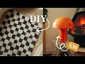 DIY-ing home trends! (checkered rug and mushroom lamp)