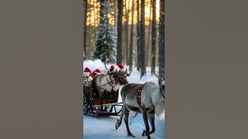 Reindeer pulling Santa