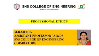 Sense of engineering ethics | Rajitha.M,AP/AI& DS | SNS Institutions