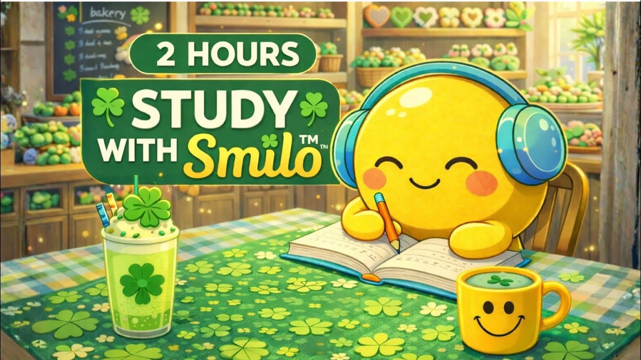 2 Hour Study With Smilo ☘️ Cozy Shamrock Bakery Study Session | Focus Music & Relaxing Study Vibes