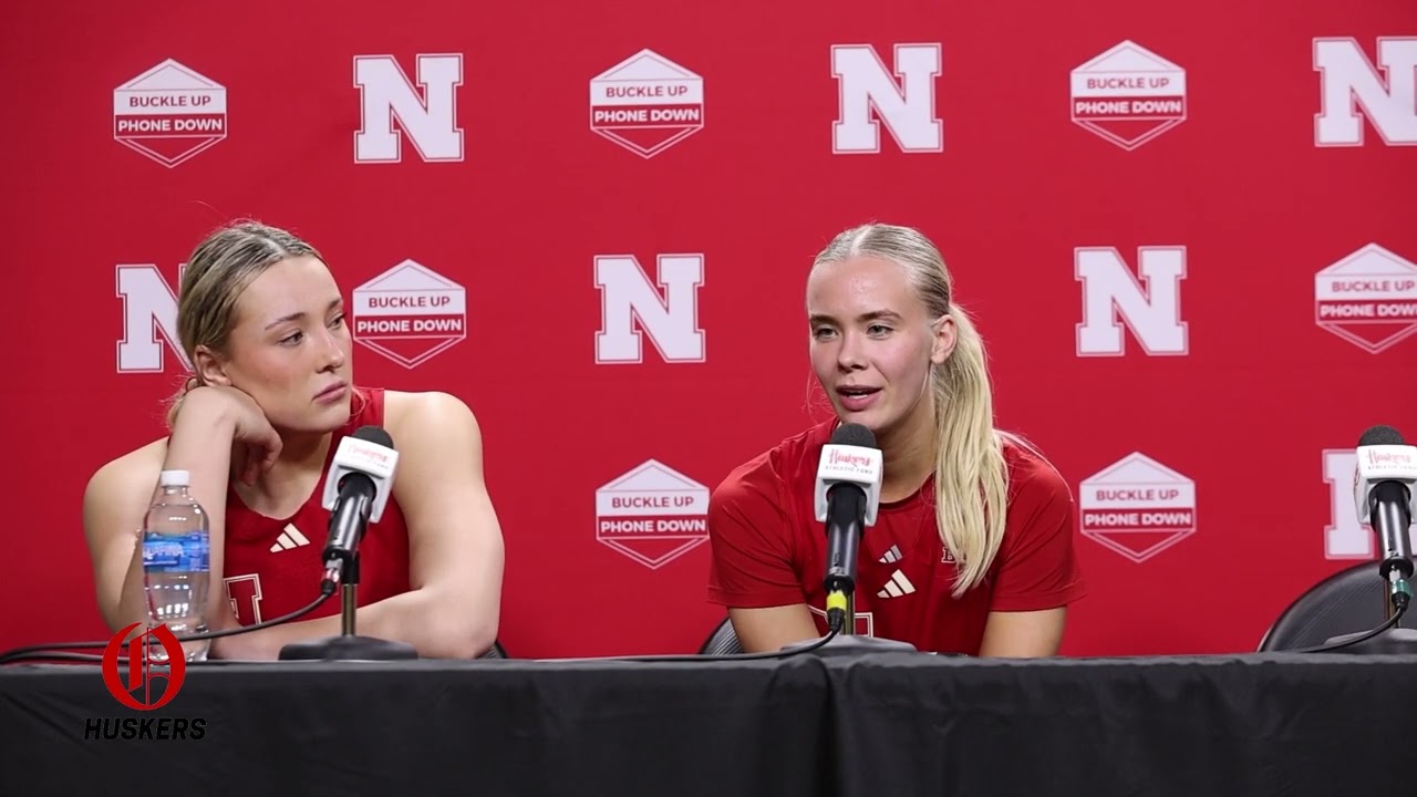 Nebraska's Alexis Markowski and Alberte Rimdal after loss to Iowa