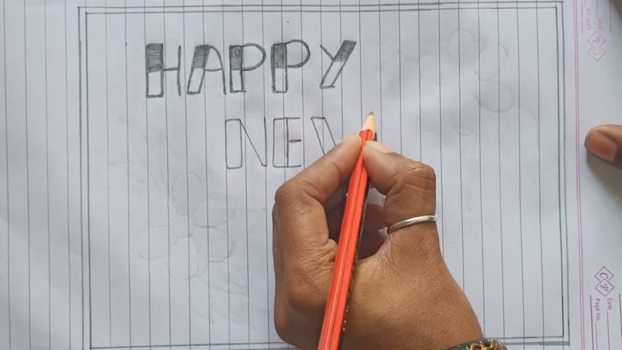 Happy new year 2026 drawing  | Happy New year drawing | step by step happy new year drawing 