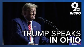 Former President Donald Trump speaks in Ohio in support of Bernie Moreno