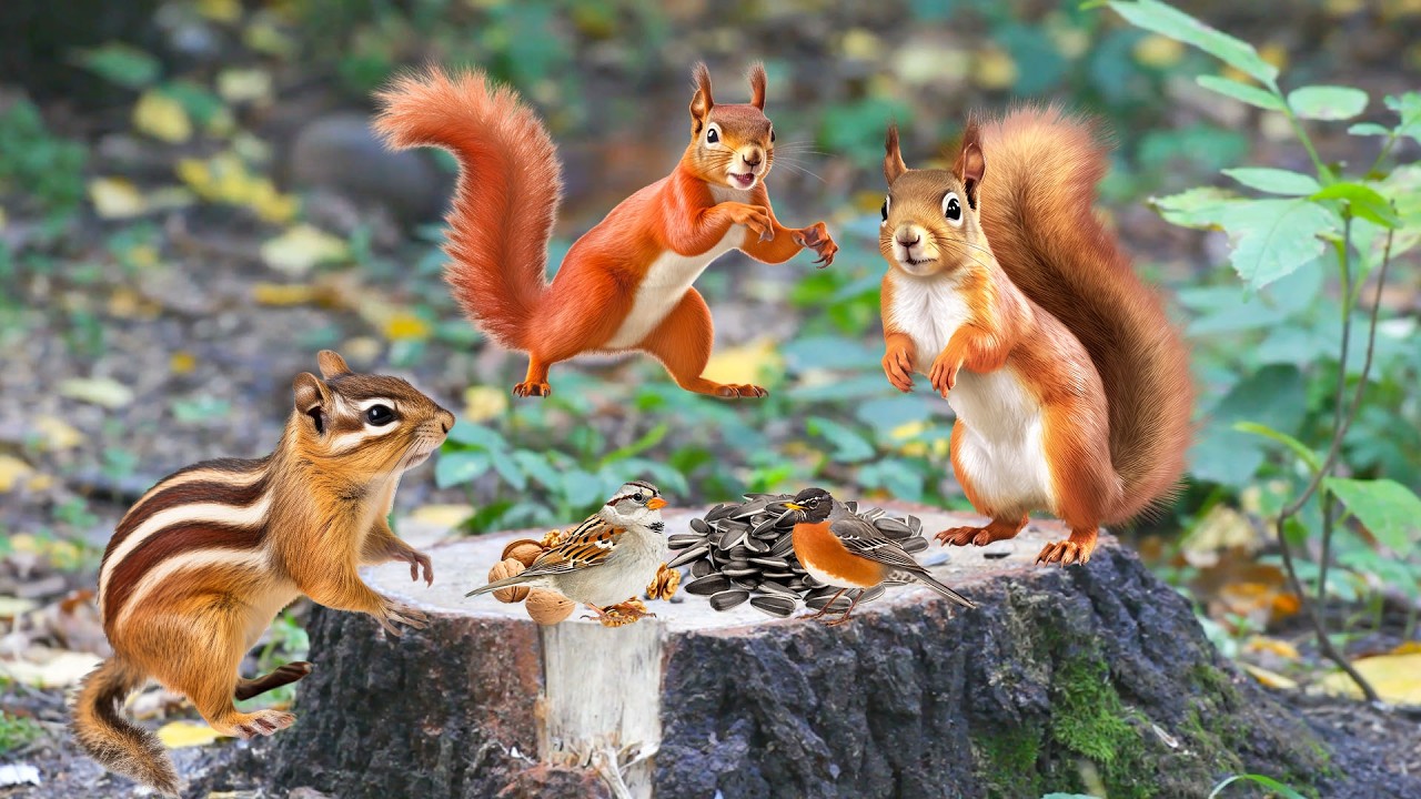 SPECIAL PETS VIDEOS 🐕🐈 Unlimited Squirrels & Birds in The Sunshine🐿🦜Help Cats Reduce Stress