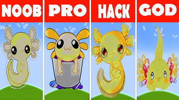 Minecraft Pixel Art ✨ (NOOB vs PRO vs HACKER vs GOD) Cute Golden Axalotl