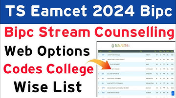 Ts Eamcet 2024 Bipc Web Options Codes List | TG EAPCET BIPC 2024 Eamcet Codes