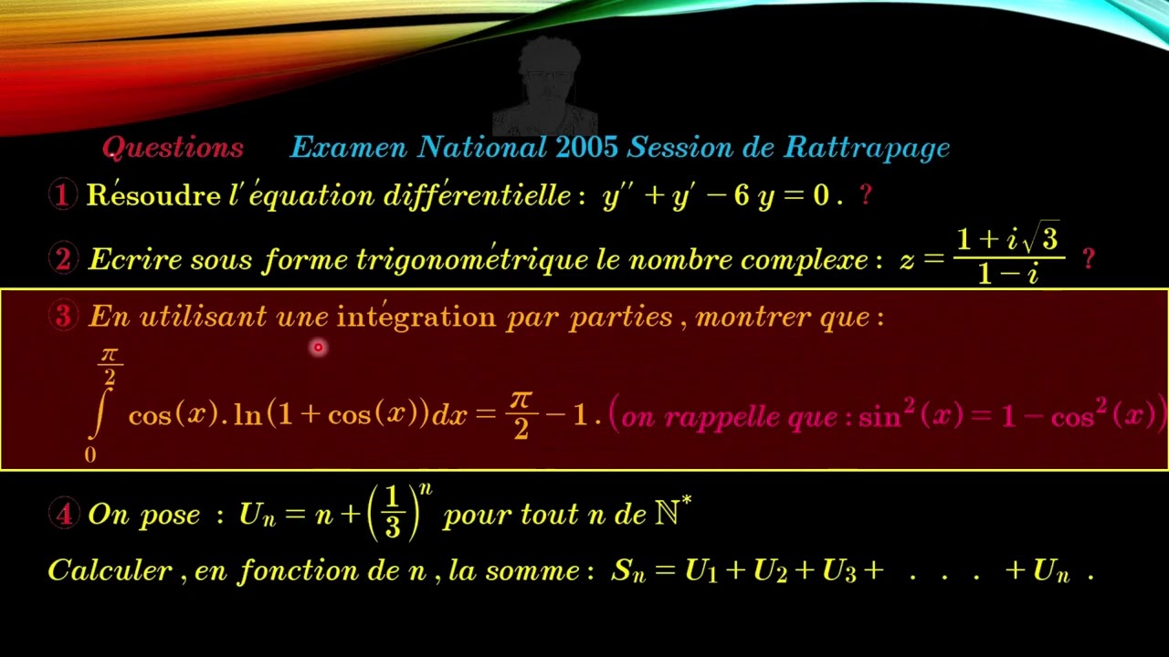 Examen National 2005 Session De Rattrapage Les Questions Mateo