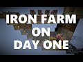 Minecraft Elegance: Iron Farm on Day 1 of Survival (Java 1.16-1.18)