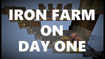 Minecraft Elegance: Iron Farm on Day 1 of Survival, Java 1.16+