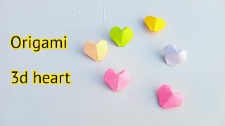 DIY 3d heart|How to make heart with paper|DIY 3d heart with sticky notes|Origami heart|No glue craft