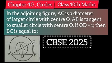  In the adjoining figure, AC is a diameter of larger circle with centre O. AB is tangent to small 