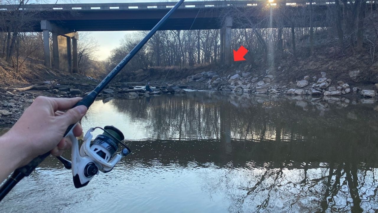 CREEK FISHING UNDER SKETCHY HIGHWAY BRIDGE!