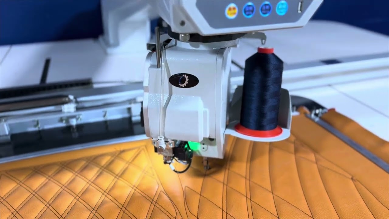 CNC Auto upholstery sewing machine XZ-1390 Dematron - YouTube