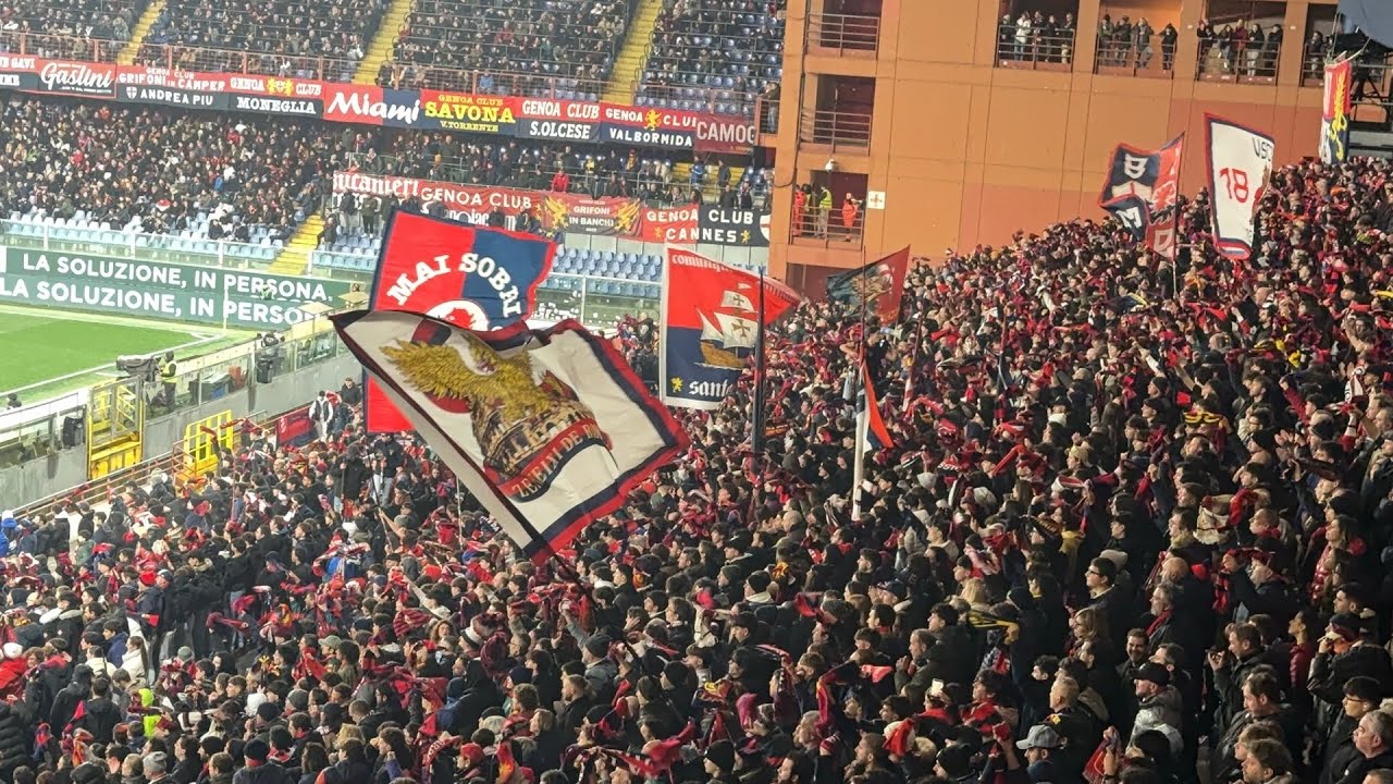 Genoa Napoli, sciarpata e cori dalla Gradinata Zena 