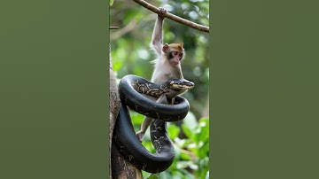 🐍🔥 Giant Python Wraps Around Monkey – Unbelievable Ending 🔥🐒 #animallovers #usa #trending