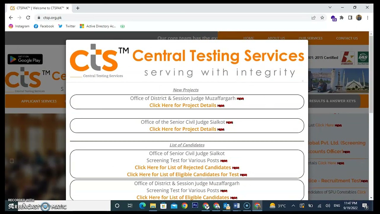 how check results of CTS TEST