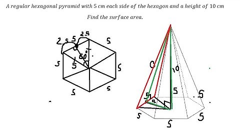Geometry Help: A regular hexagonal pyramid with 5 cm each side of the hexagon and a height