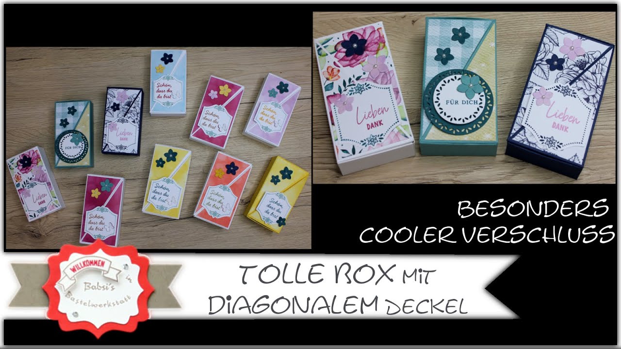 Besondere tolle Box mit diagonalem Deckel - Verpackung basteln - Swap -Stampin'Up! - Anleitung