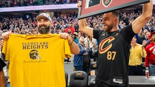 👏 Jason Kelce + Travis Kelce honored at Cleveland Cavaliers game in hometown 📸 via Cavs #NBA #NFL