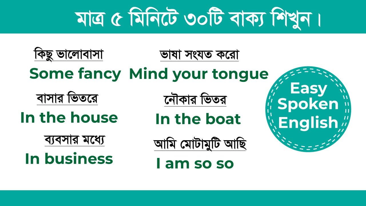 Easy English Spoken Tutorial | সহজে ইংরেজীতে কথা বলুন || Easy English ...