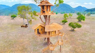 How Tree House Master! Built a Two Story Tree house and Catch Crocodile to Cook