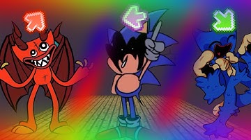 FNF Character Test HUGGY WUGGY SONIC SCARRY LARRY |  NOOB VS PRO VS HACKER | FNF MOD