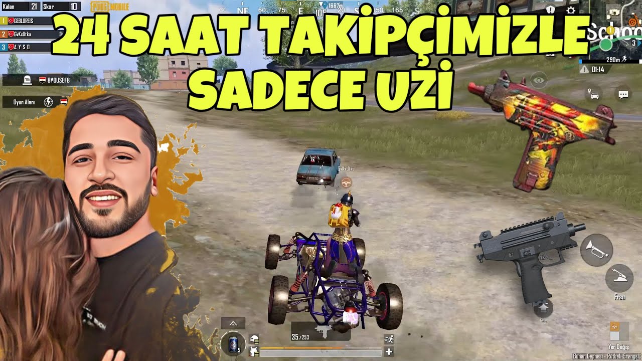 TAKİPÇİMİZLE 24 SAAT SADECE UZİ İLE OYNADIK, 1 MAÇ FAYDASI OLDU! -PUBG MOBİLE