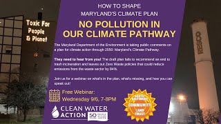 Webinar: How to Shape Maryland's Climate Plan. No Pollution in our Climate Pathway!