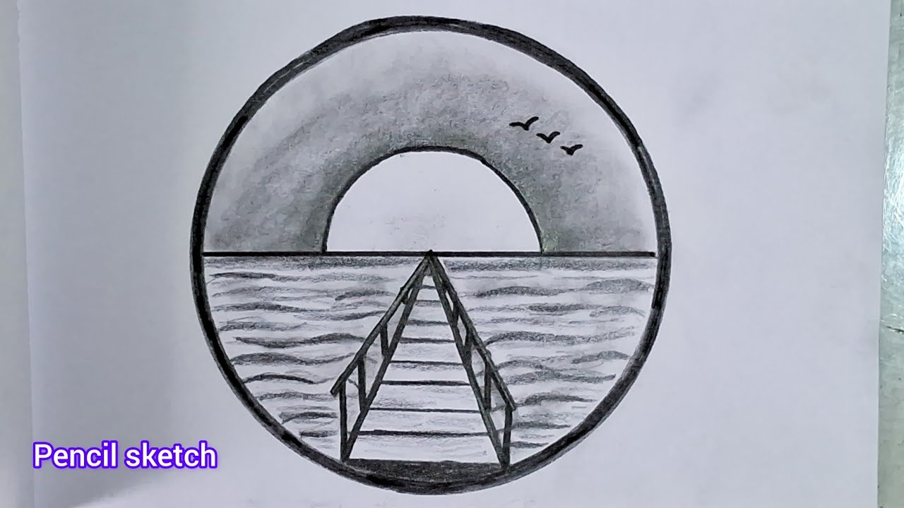 Easy Circle Scenery Drawing Idea || Pencil Drawing Easy Step By Step ...
