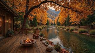 Autumn Morning by the River 🍂🔥 Cozy Cabin Retreat with Soft Piano, Campfire & Peaceful Nature Sounds screenshot 5