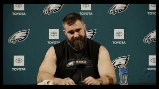 Jason Kelce talks about his bond with Travis during retirement speech