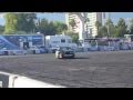 Vaughn Gittin Jr and Justin Pawlak drifting at SEMA 2010 - Vaughn hits wall